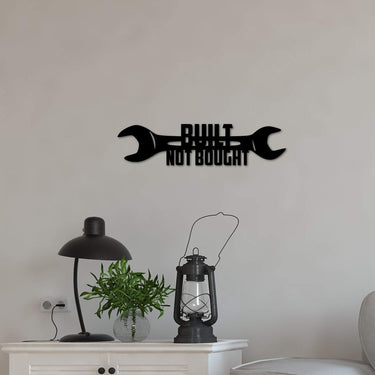 Built Not Bought Sign | Garage Decor | Metal Wall Art | Garage Quote | Garage Gifts for Men Gifts for Boyfriend, Husband, Dad | Hot Rod Sign